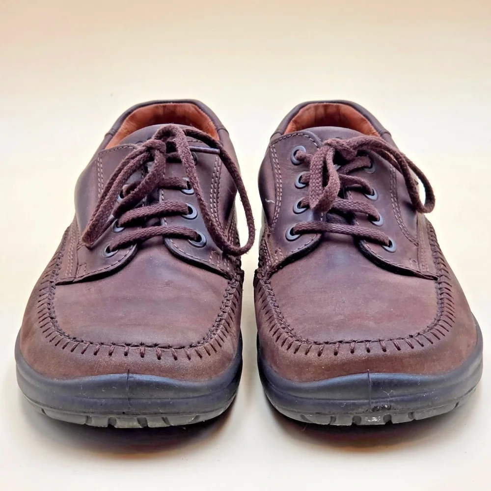 ECCO Fusion Men's Brown Leather Moc Toe Oxford Walking Shoes EU 41 US 7.5